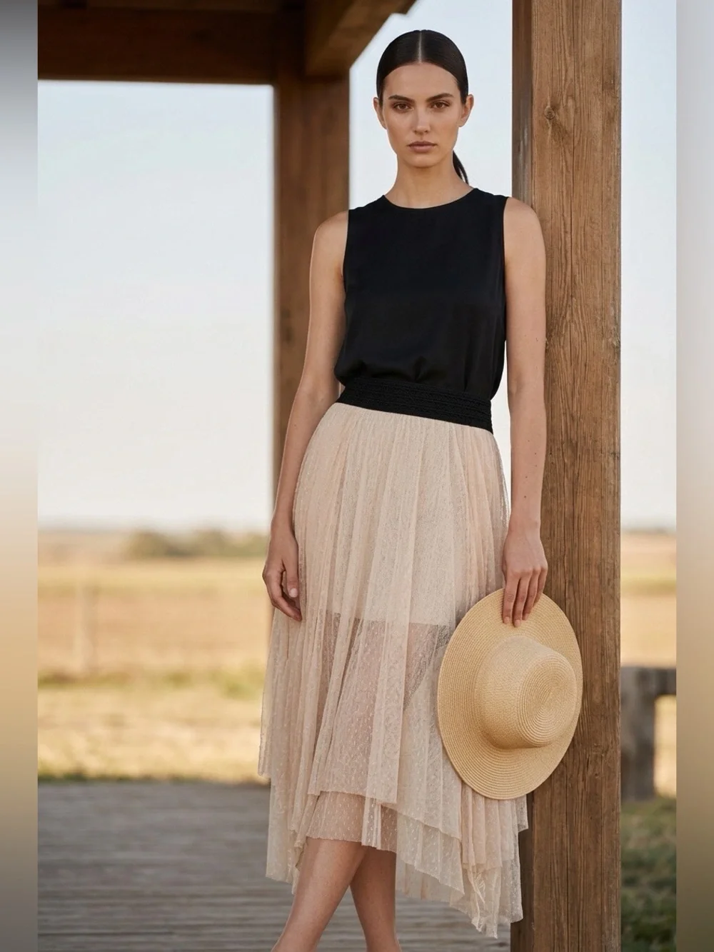 Free People XS Y2K Boho Layered Lace Mesh Handkerchief Midi Skirt